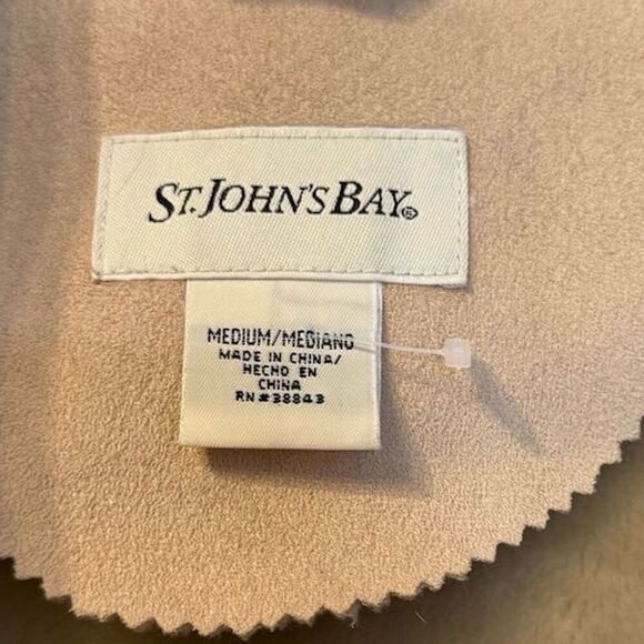 St. John's Bay Women's Camel Faux Suede‎ Overcoat M Fur Trim Vintage Penny Lane - Picture 4 of 8